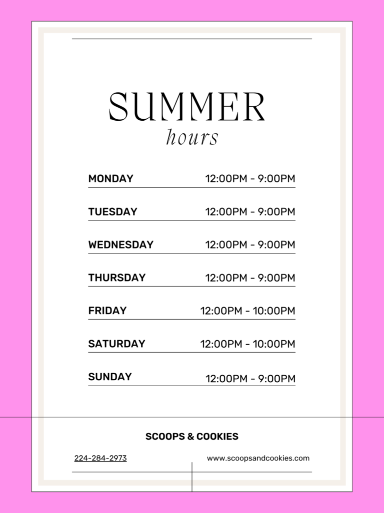 Scoops Summer Hours 2026